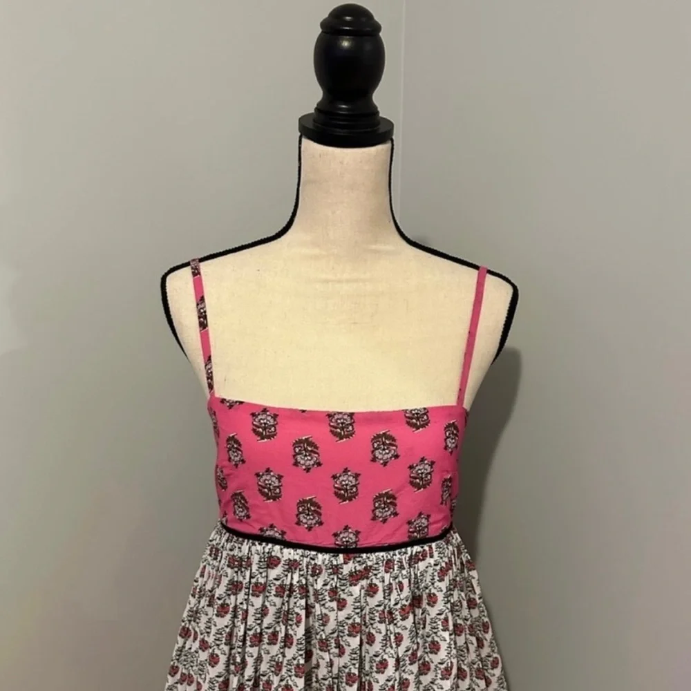 RHODE SAACHI PATCHWORK MIDI DRESS IN HOT PINK - Picture 4 of 7